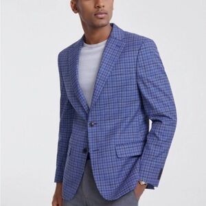 Tommy Hilfiger Blazer Mens Blue/Grey Plaid Conrad Blazer Suit Jacket 36 Short